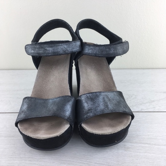 Antelope Metallic Black 772 Wedge Sandals Studded - Picture 3 of 8